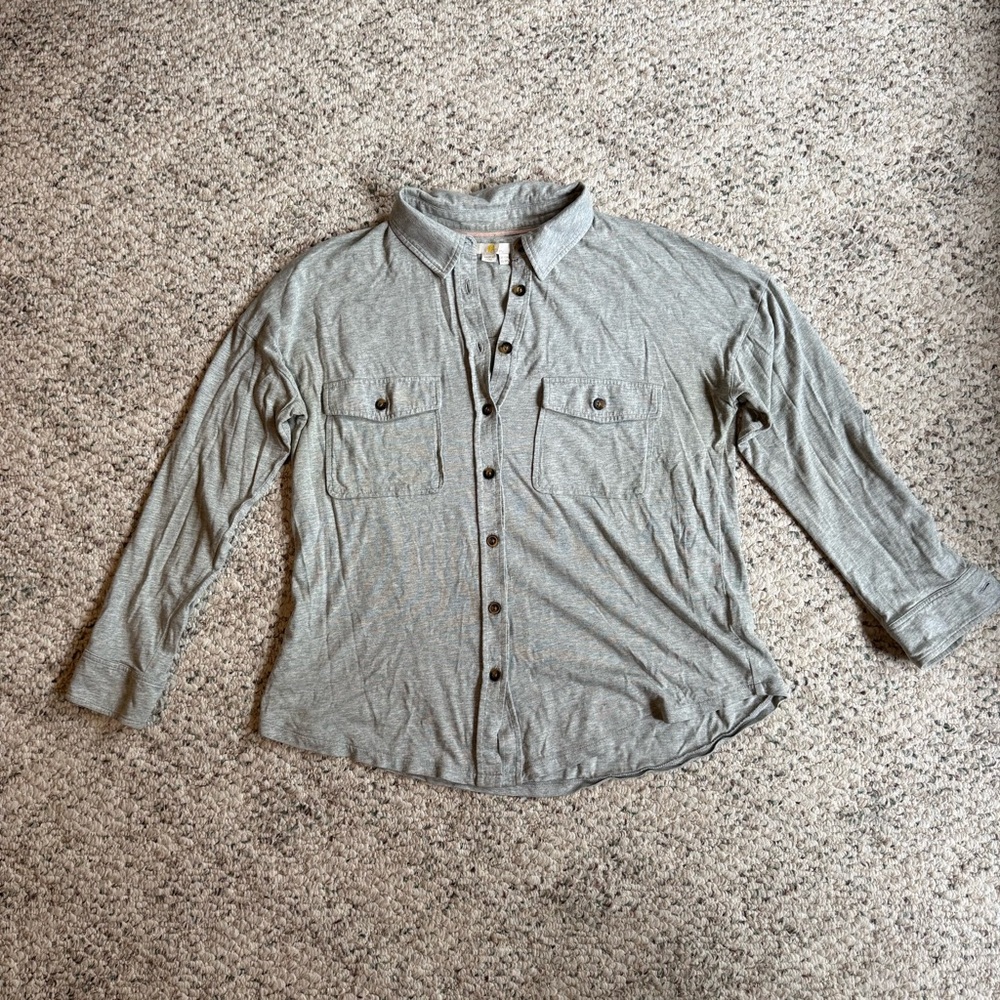 Boden Charcoal Button-Up Collard Shirt